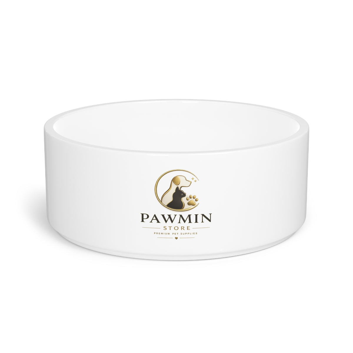 Pawmin Ceramic Pet Bowl — Minimalist Dog & Cat Food Dish with Logo