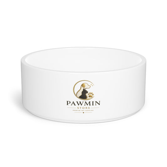 Pawmin Ceramic Pet Bowl — Minimalist Dog & Cat Food Dish with Logo