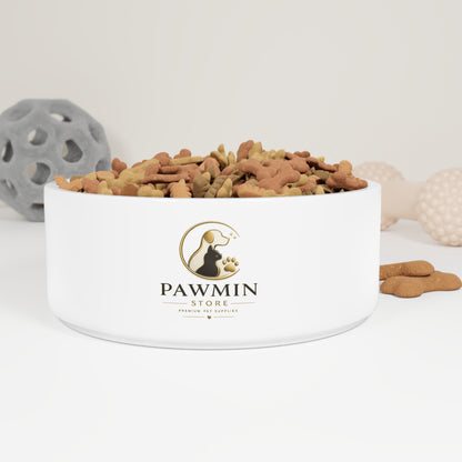 Pawmin Ceramic Pet Bowl — Minimalist Dog & Cat Food Dish with Logo