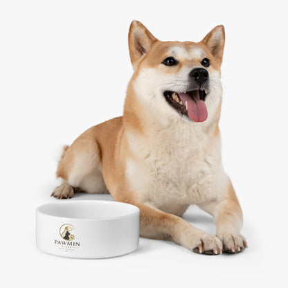Pawmin Ceramic Pet Bowl — Minimalist Dog & Cat Food Dish with Logo